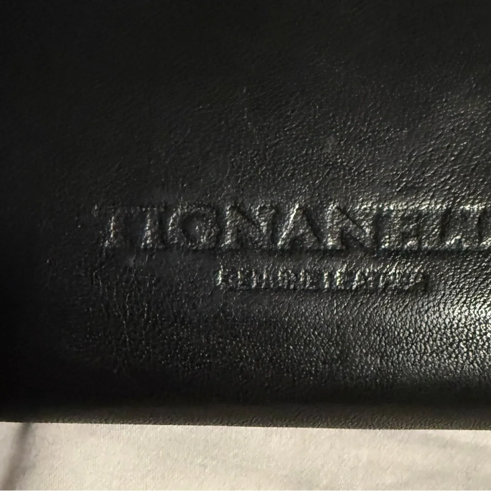 Tignanello Black Leather Wallet with Silver tone Logo! Like New!